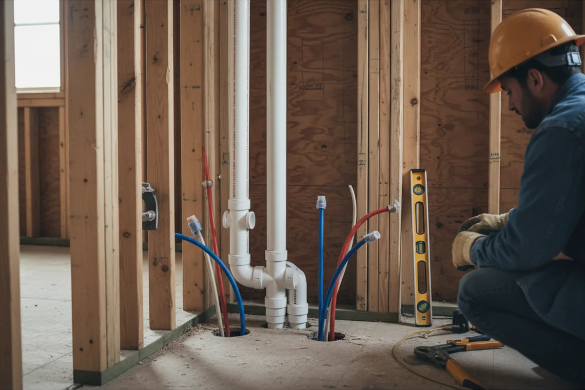 Drain and supply rough-in during Leak Detection in Saxis